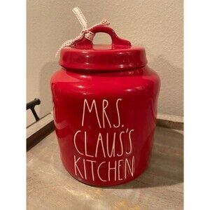 NEW Rae Dunn by Magenta Mrs. Claus's Kitchen Red Ceramic Canister Cookie Jar